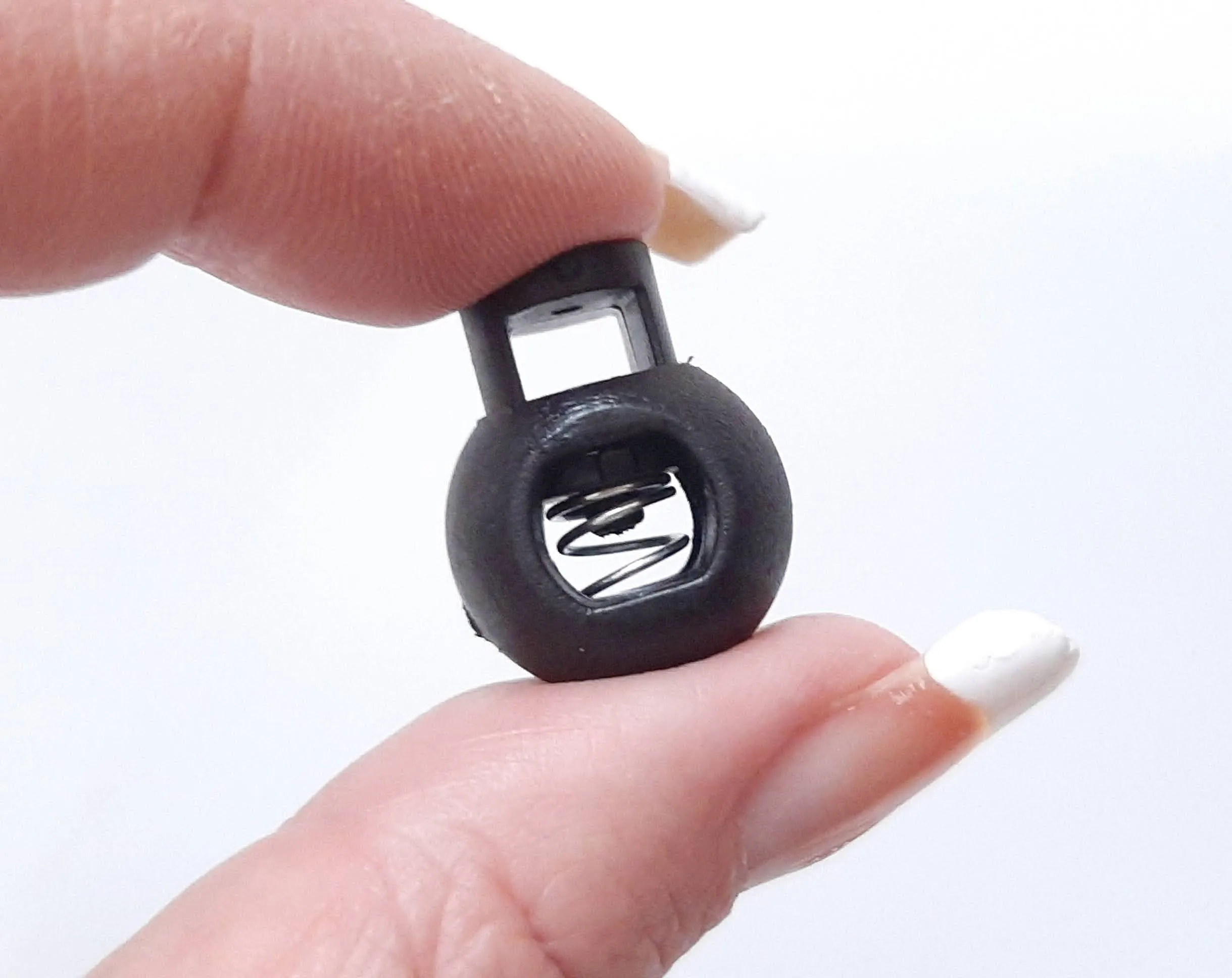 5pc Black Nylon Spring Buckle - Sliding Buckle to Lock Yarn, Cord, or Rope in Place