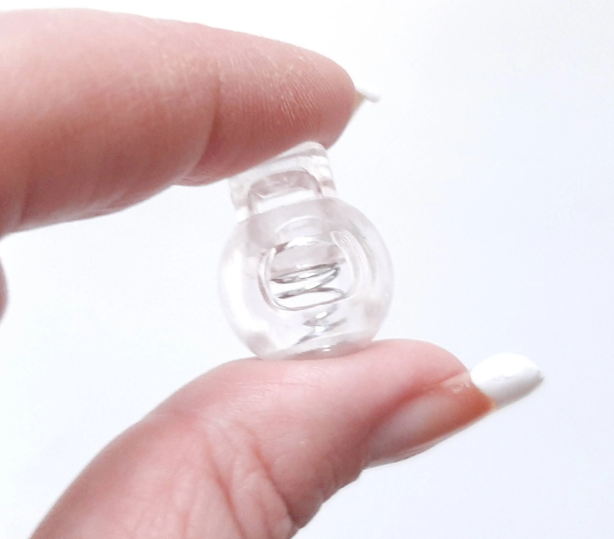 5pc Clear Nylon Spring Buckle - Sliding Buckle to Lock Yarn, Cord, or Rope in Place