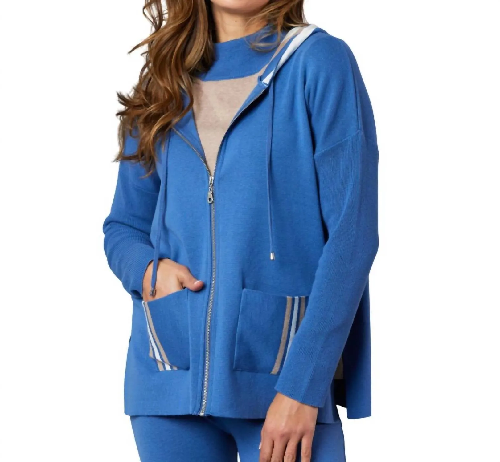 Angel Apparel - Stripe Detail Zip Up Hoodie