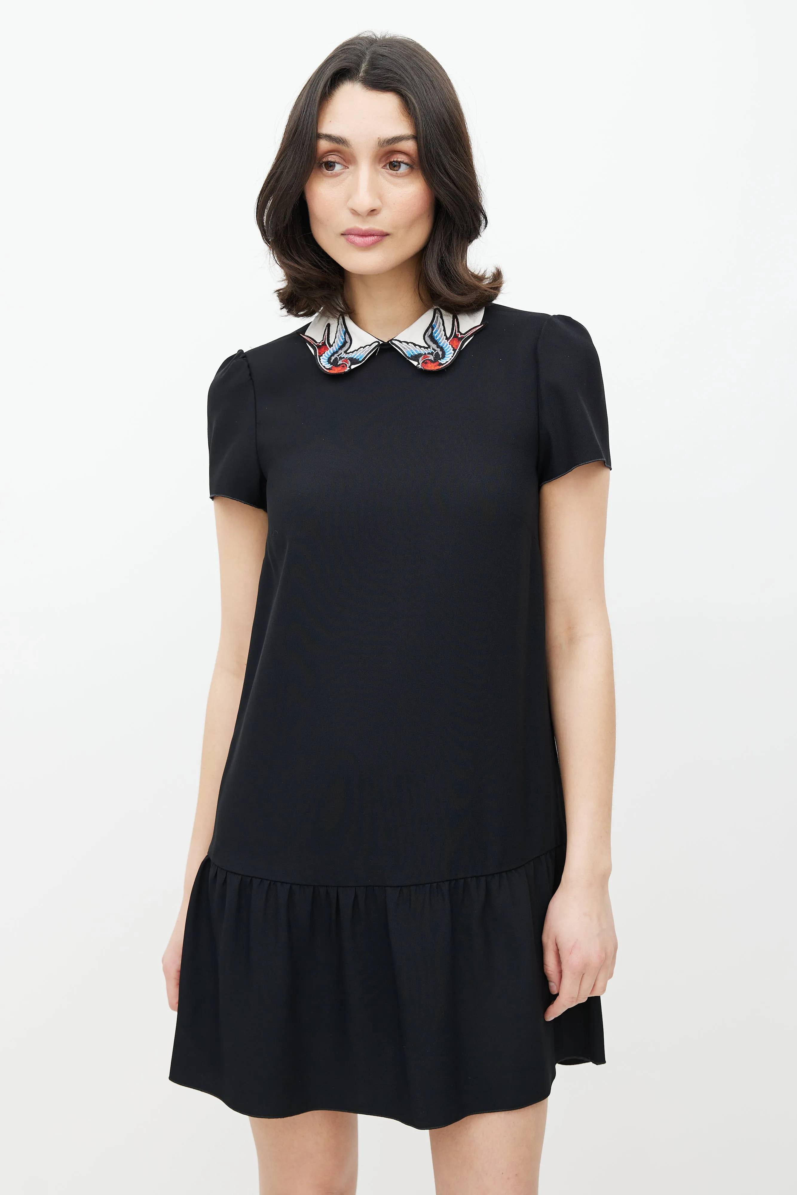 Black & Multicolour Embroidered Dress