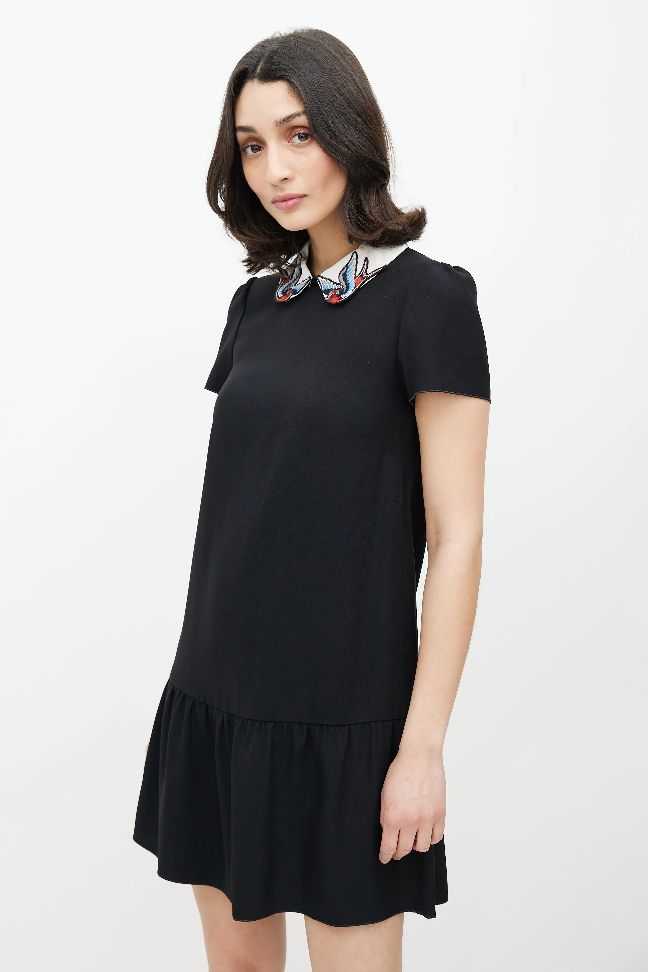 Black & Multicolour Embroidered Dress