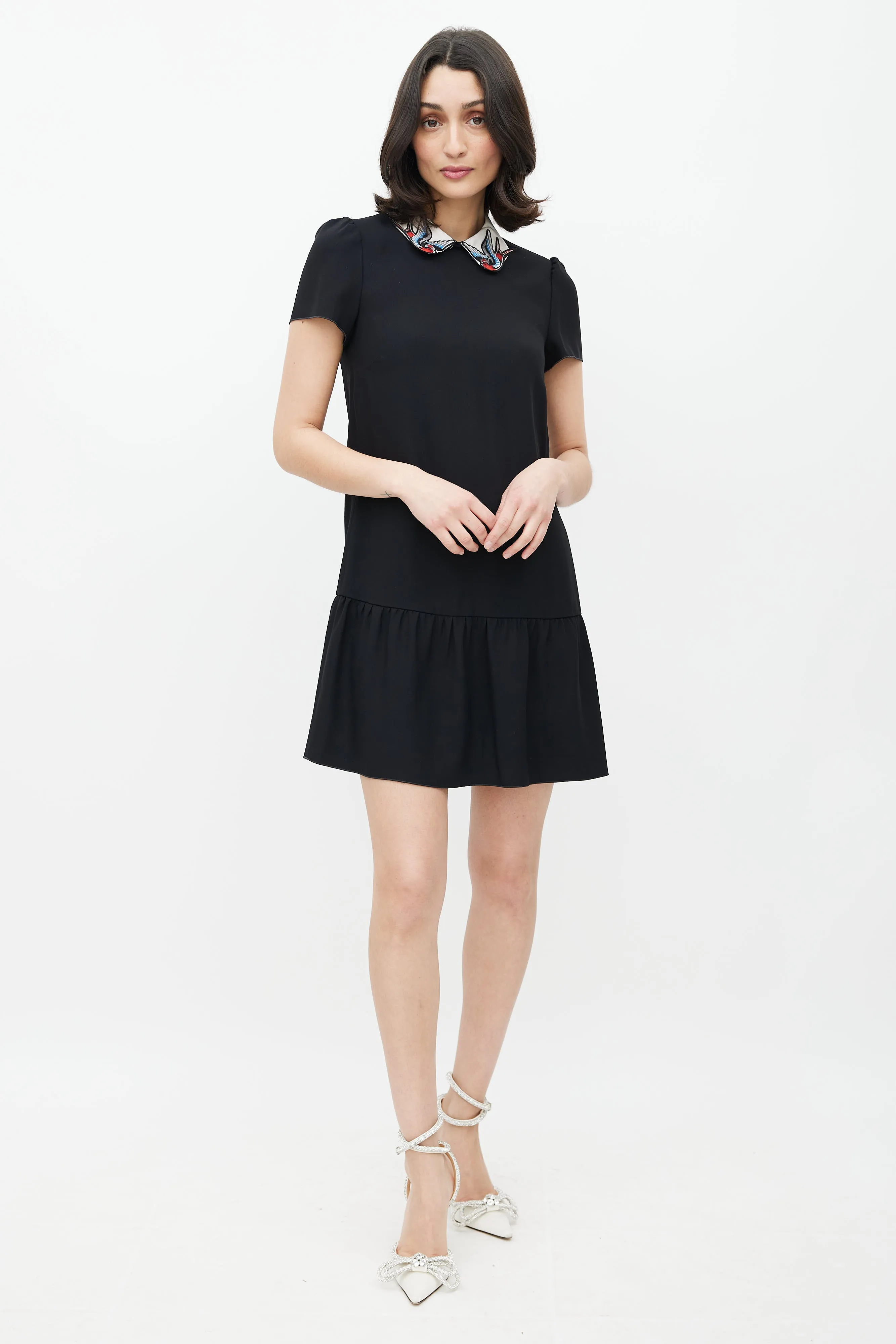 Black & Multicolour Embroidered Dress