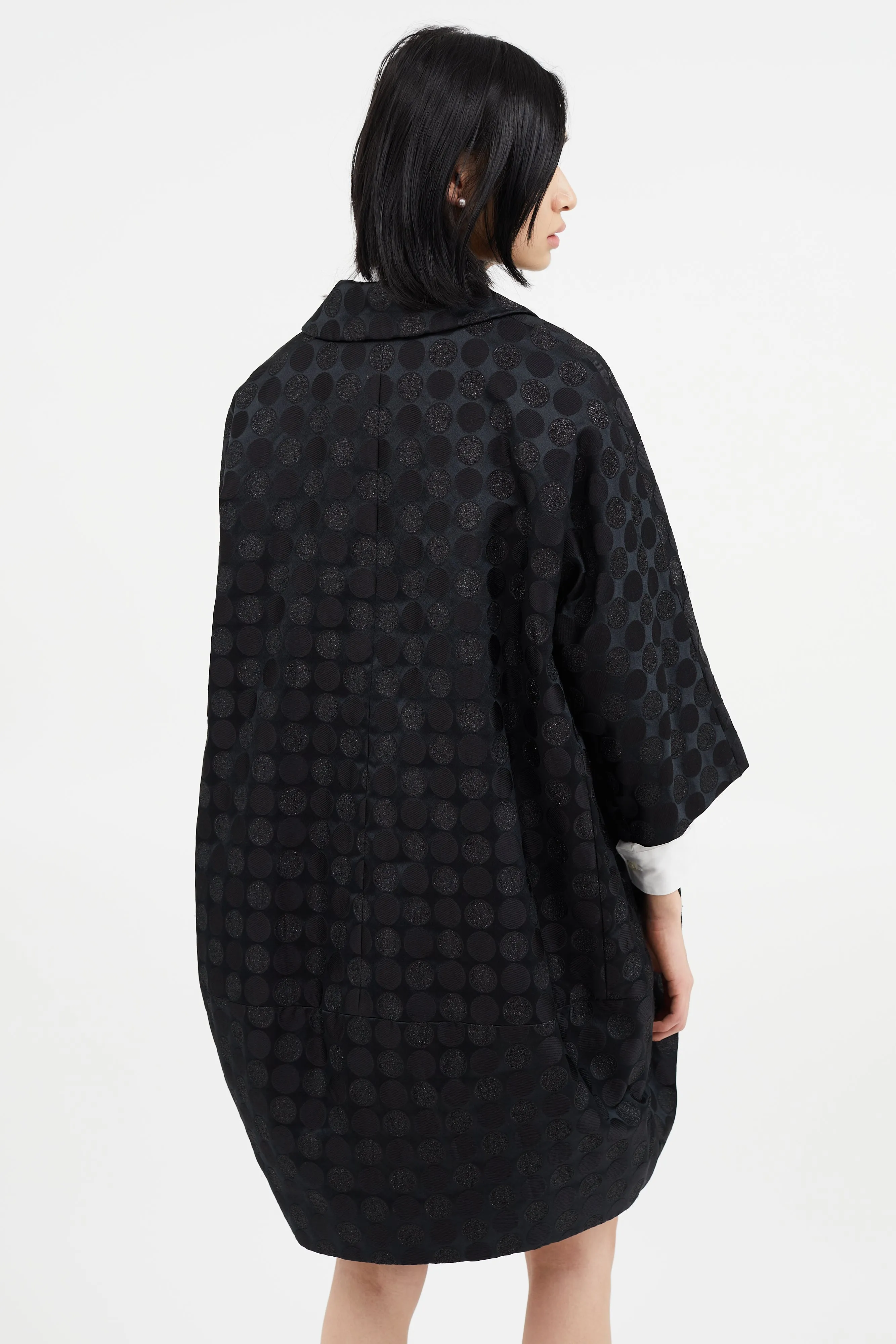 Black Metallic Polkadot Coat