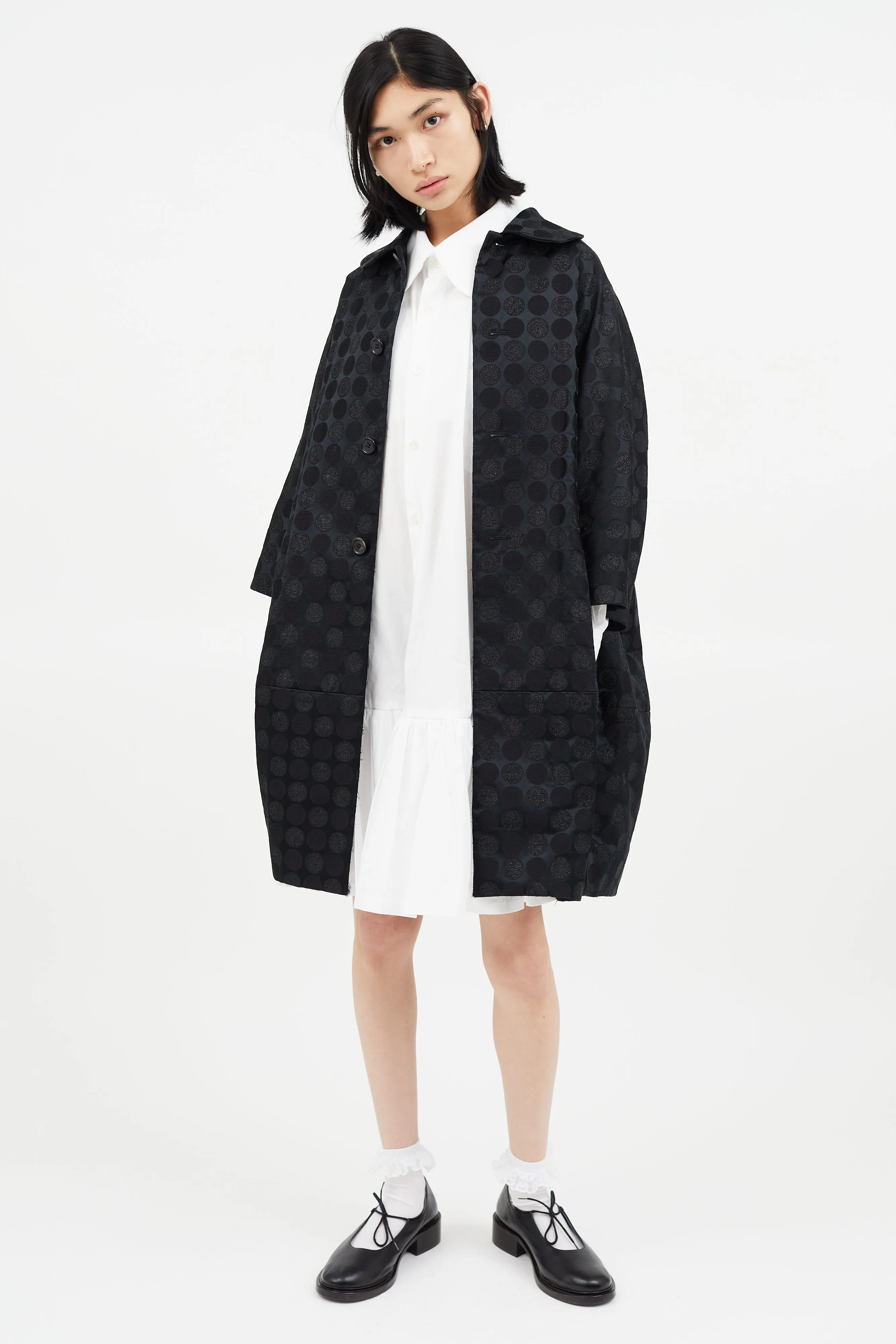 Black Metallic Polkadot Coat