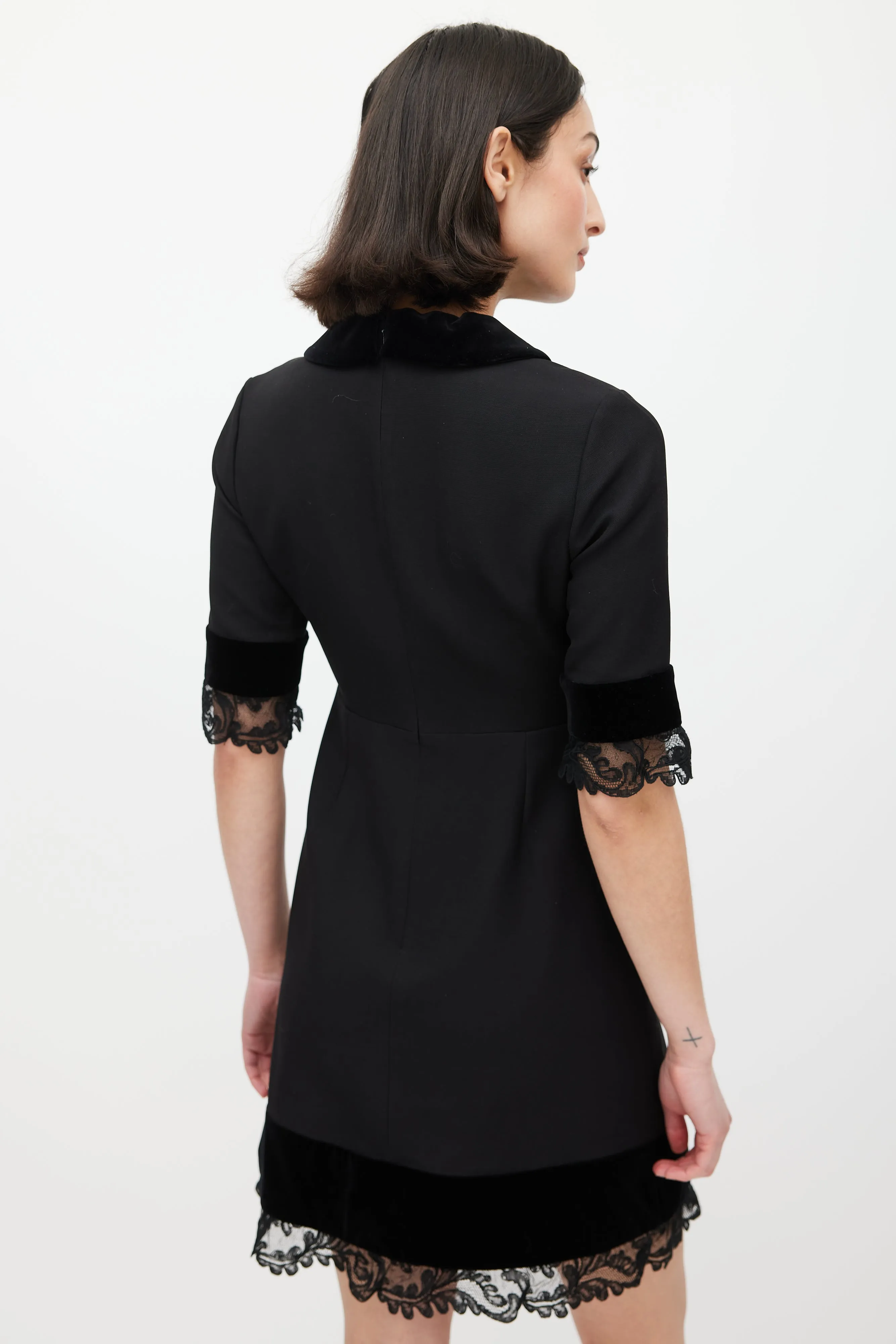 Black Silk Lace Pearl Dress