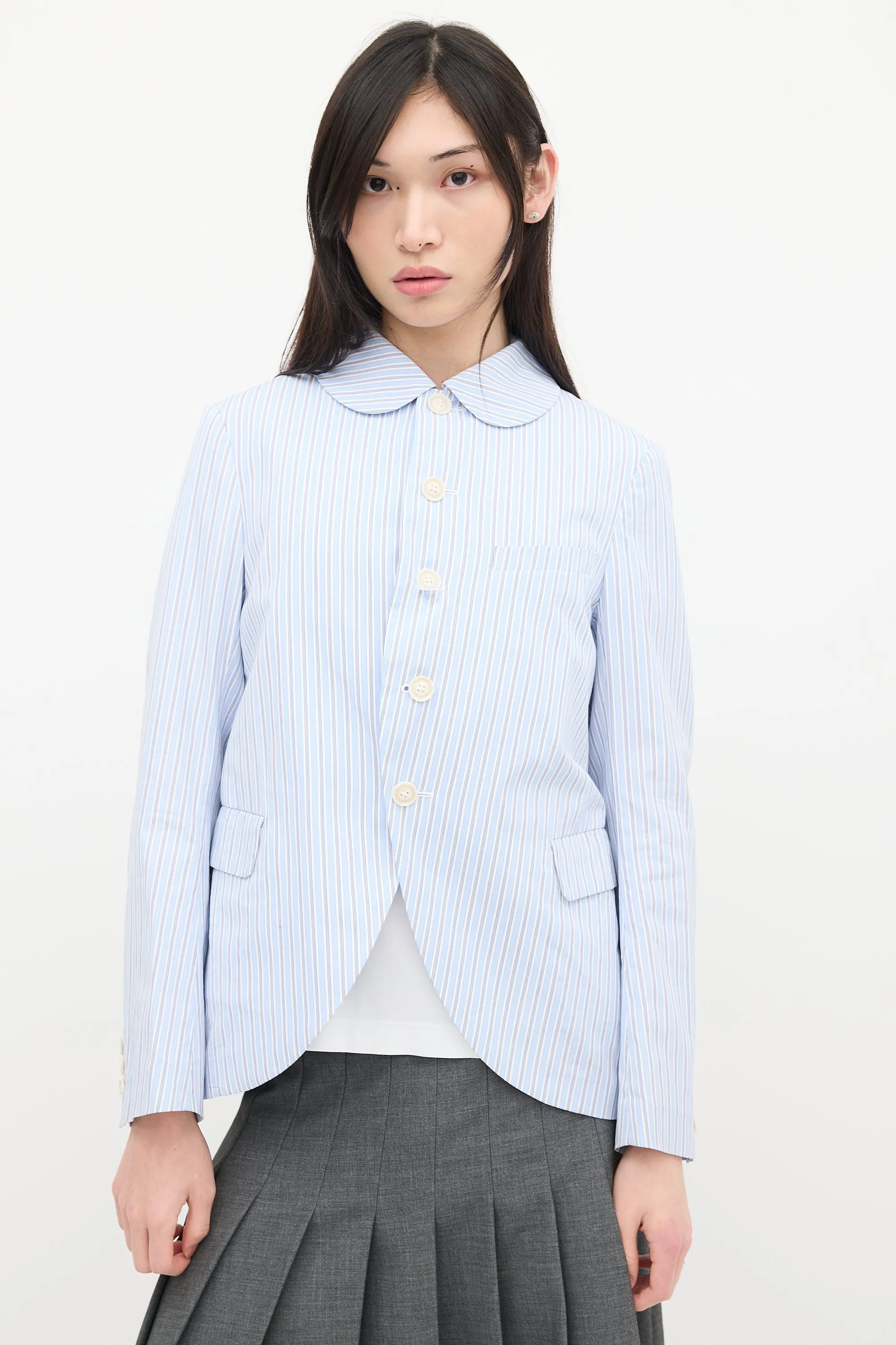 Blue & White Striped Blazer