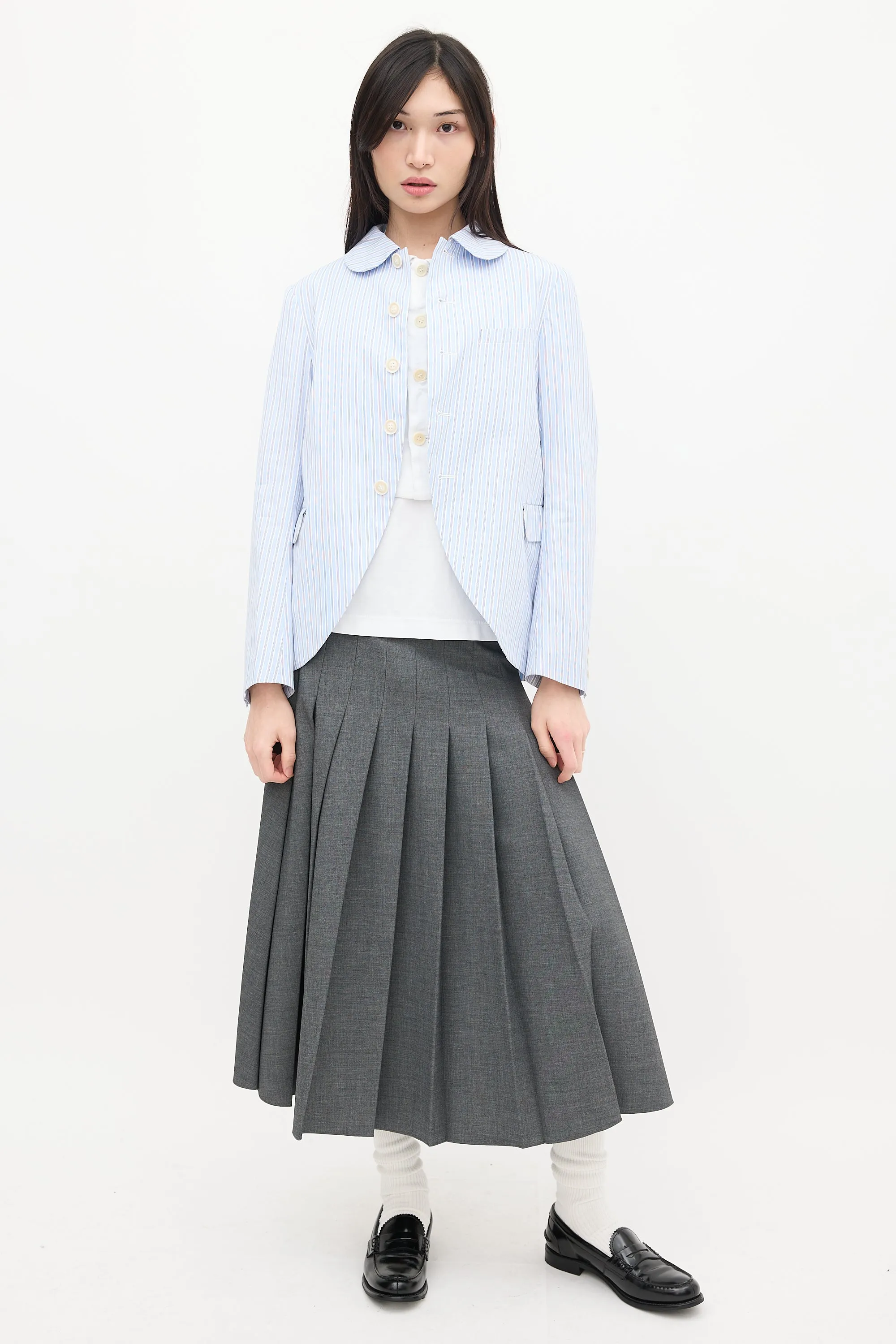 Blue & White Striped Blazer