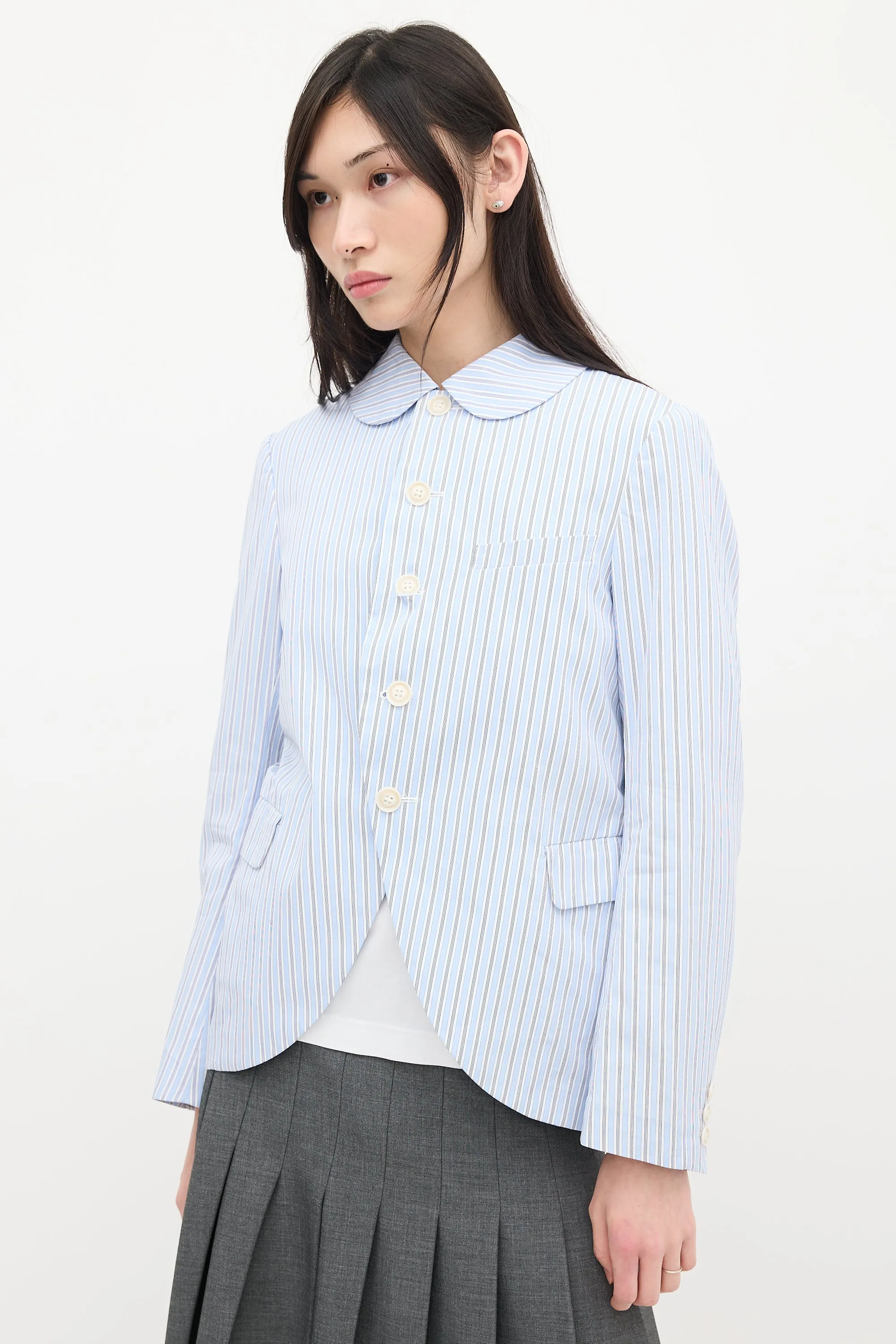 Blue & White Striped Blazer