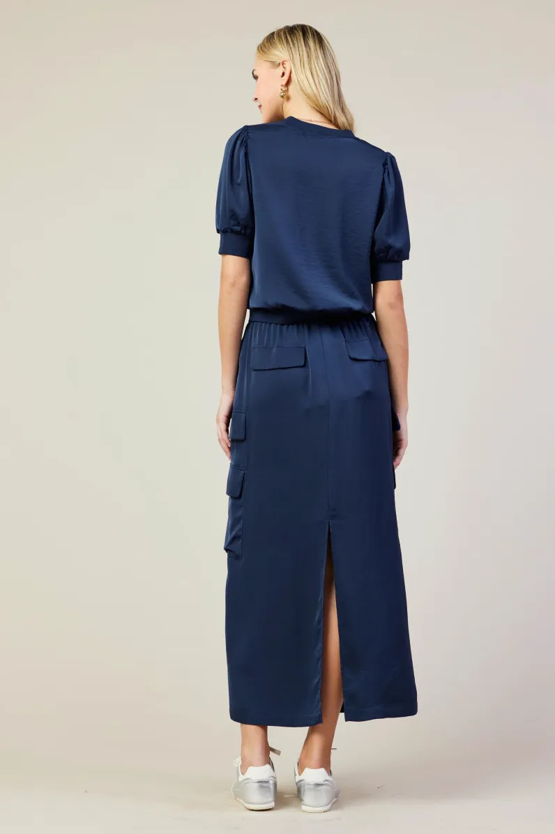 Cuffed Bubble Sleeve Short Sleeve Top