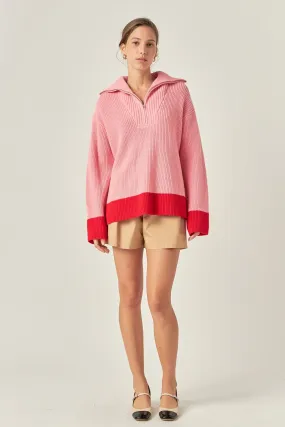 English Factory - Contrast Zip Pullover Sweater