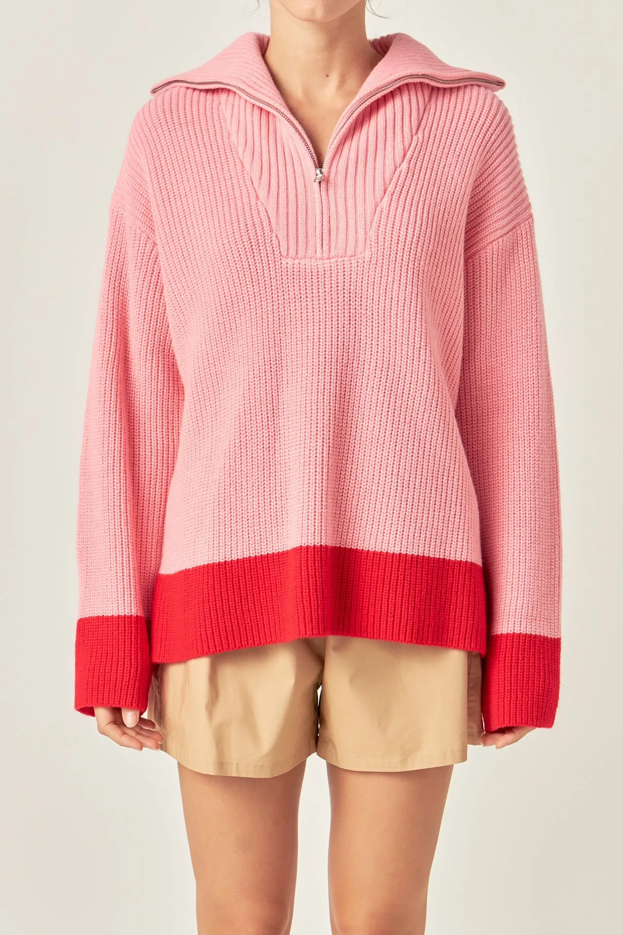 English Factory - Contrast Zip Pullover Sweater