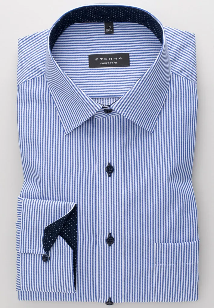 Eterna Classic Blue Stripe Shirt Blue