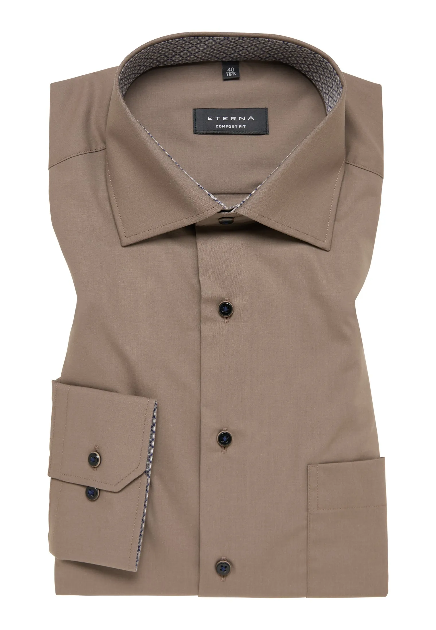 Eterna Walnut Shirt With Trim Brown