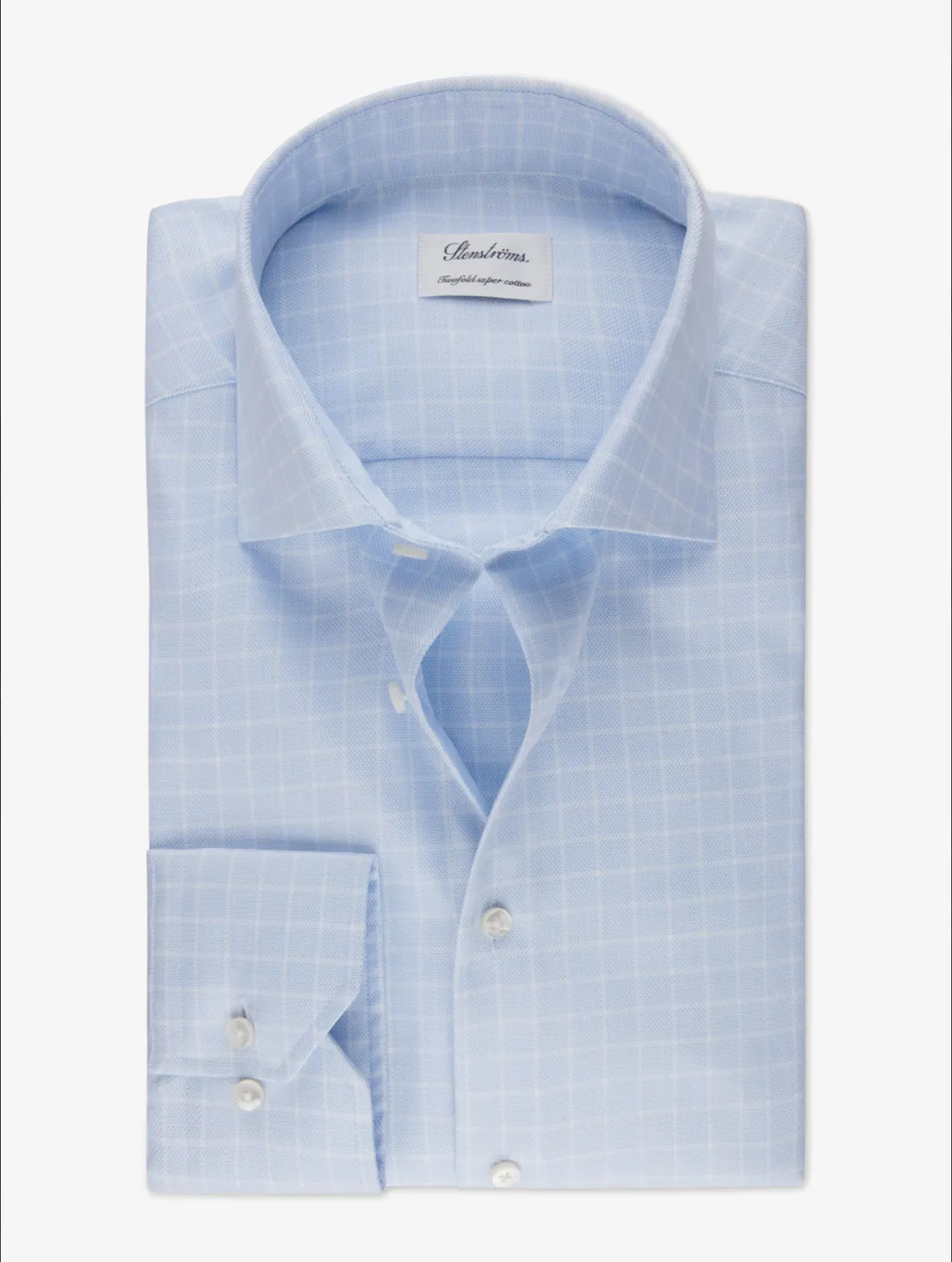 Light Blue Checked Twill Shirt