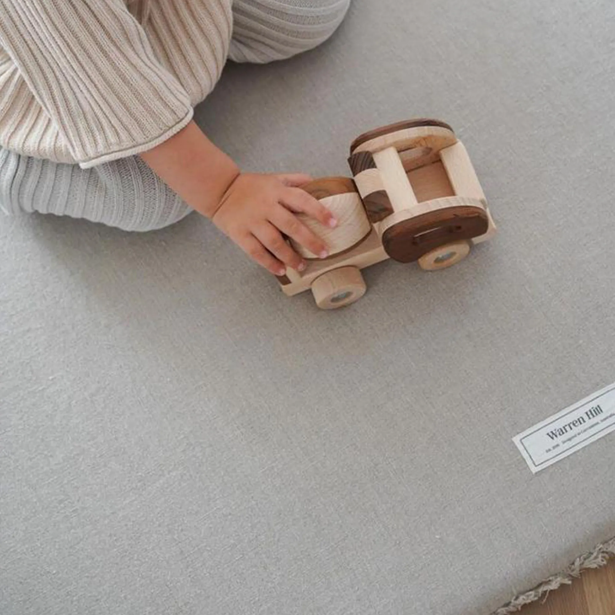 Natural Linen Padded Play Mat – Raw Edge Design | Memory Foam Comfort & Machine Washable Cover