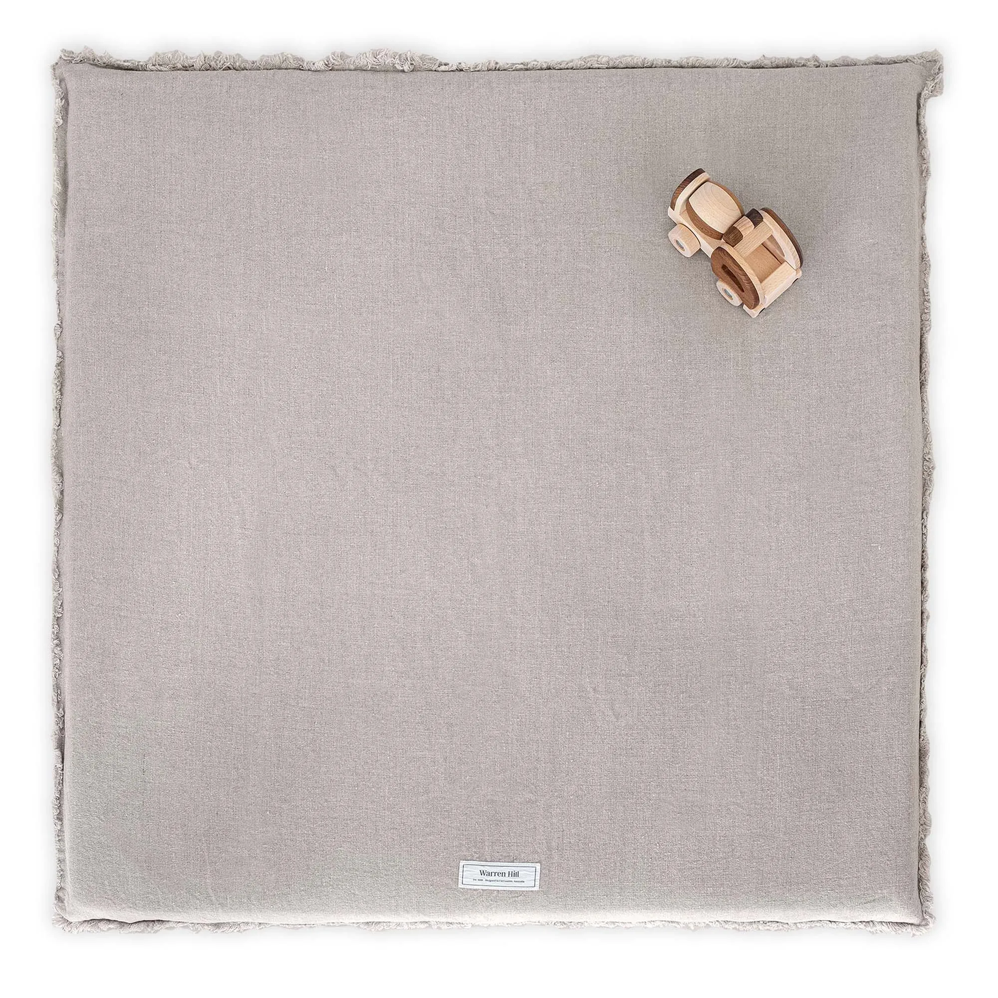 Natural Linen Padded Play Mat – Raw Edge Design | Memory Foam Comfort & Machine Washable Cover