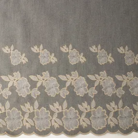 Novelty Embroidered Coating - ELSA - Florals - Grey