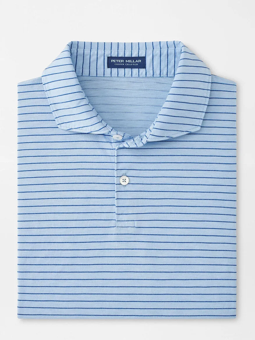 Peter Millar Journeyman Stripe Short-Sleeve Polo in Blue Frost