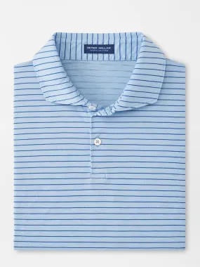 Peter Millar Journeyman Stripe Short-Sleeve Polo in Blue Frost
