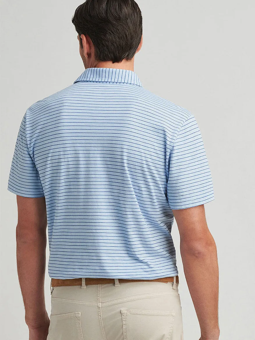 Peter Millar Journeyman Stripe Short-Sleeve Polo in Blue Frost