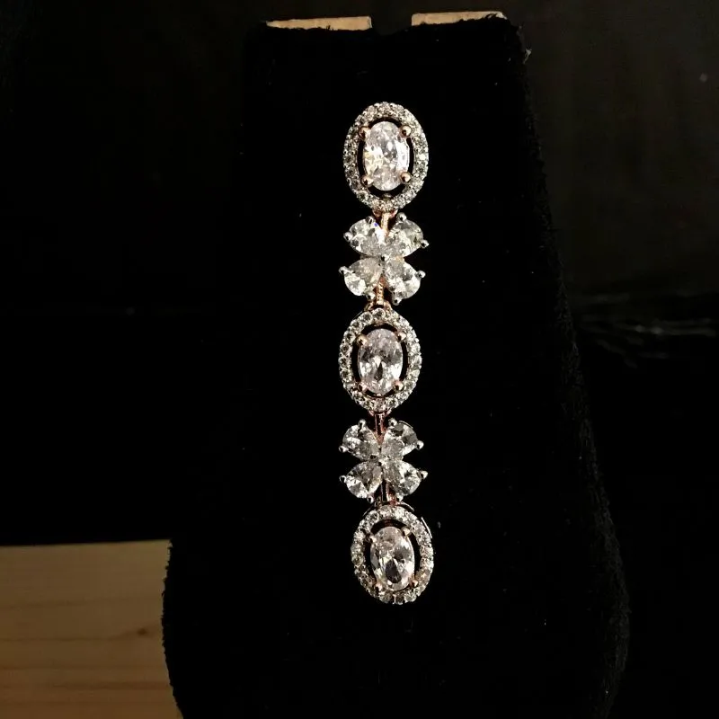 Rose Gold Zircon/AD Necklace Set 13024-9734