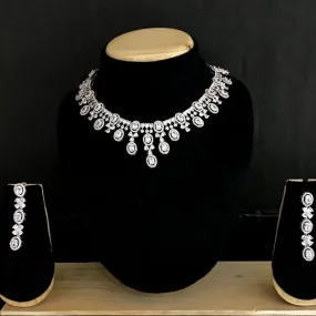 Rose Gold Zircon/AD Necklace Set 13024-9734