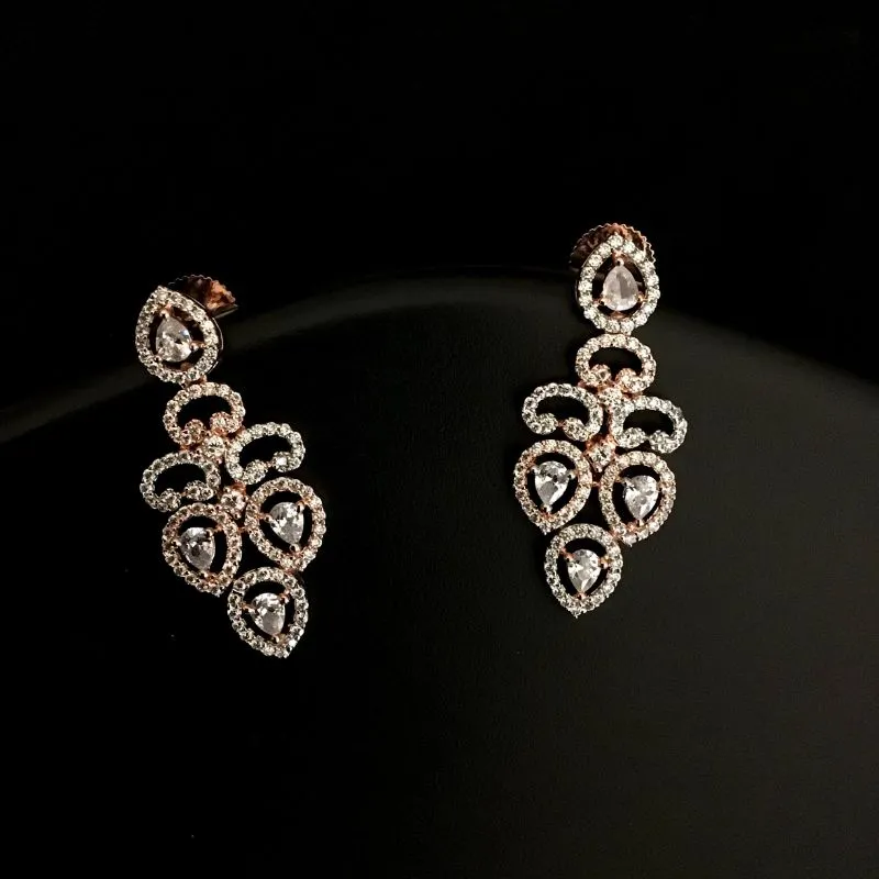 Rose Gold Zircon/AD Necklace Set 13159-9956