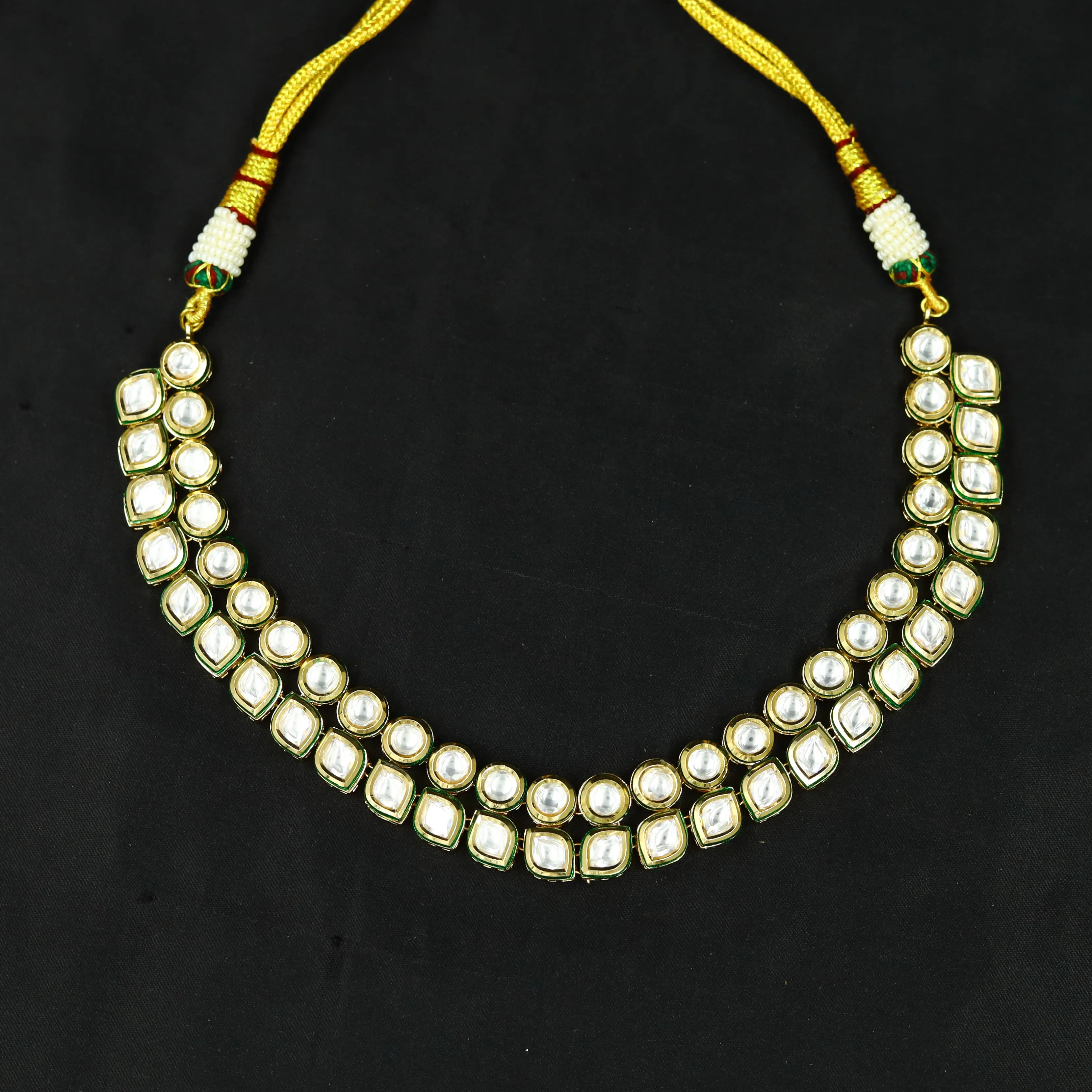 Round Neck Kundan Necklace Set 13041-34