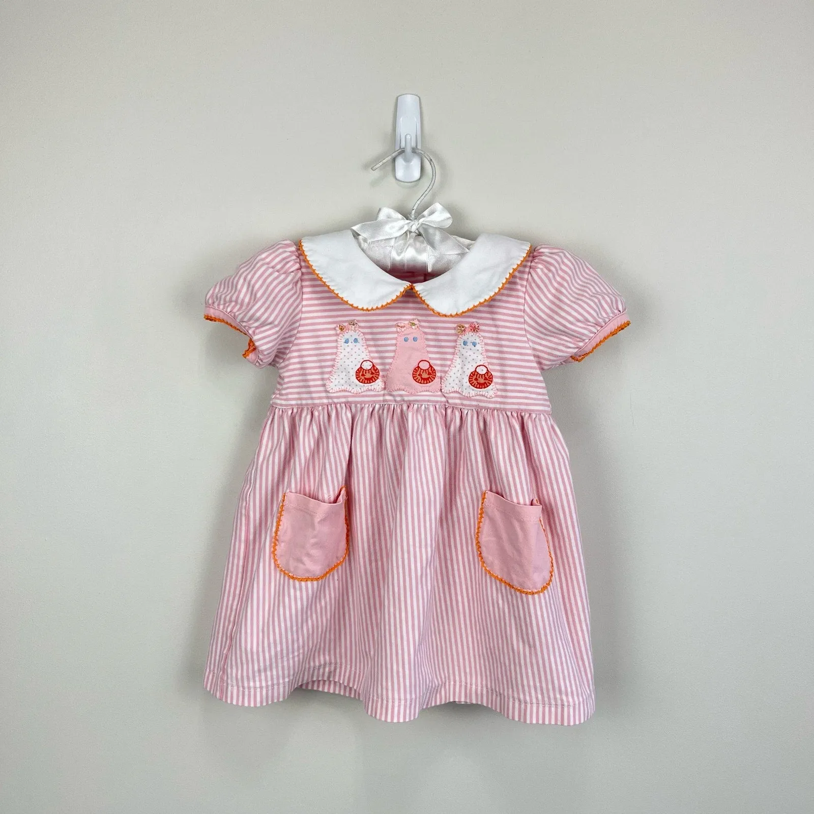 Shrimp & Grits Kids Pink Stripe Halloween Dress 18 Months