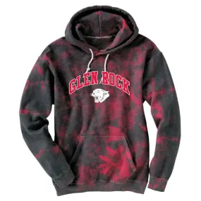 TIE DYE HOODED SWEATSHIRT / BLACK & RED CRYSTAL*