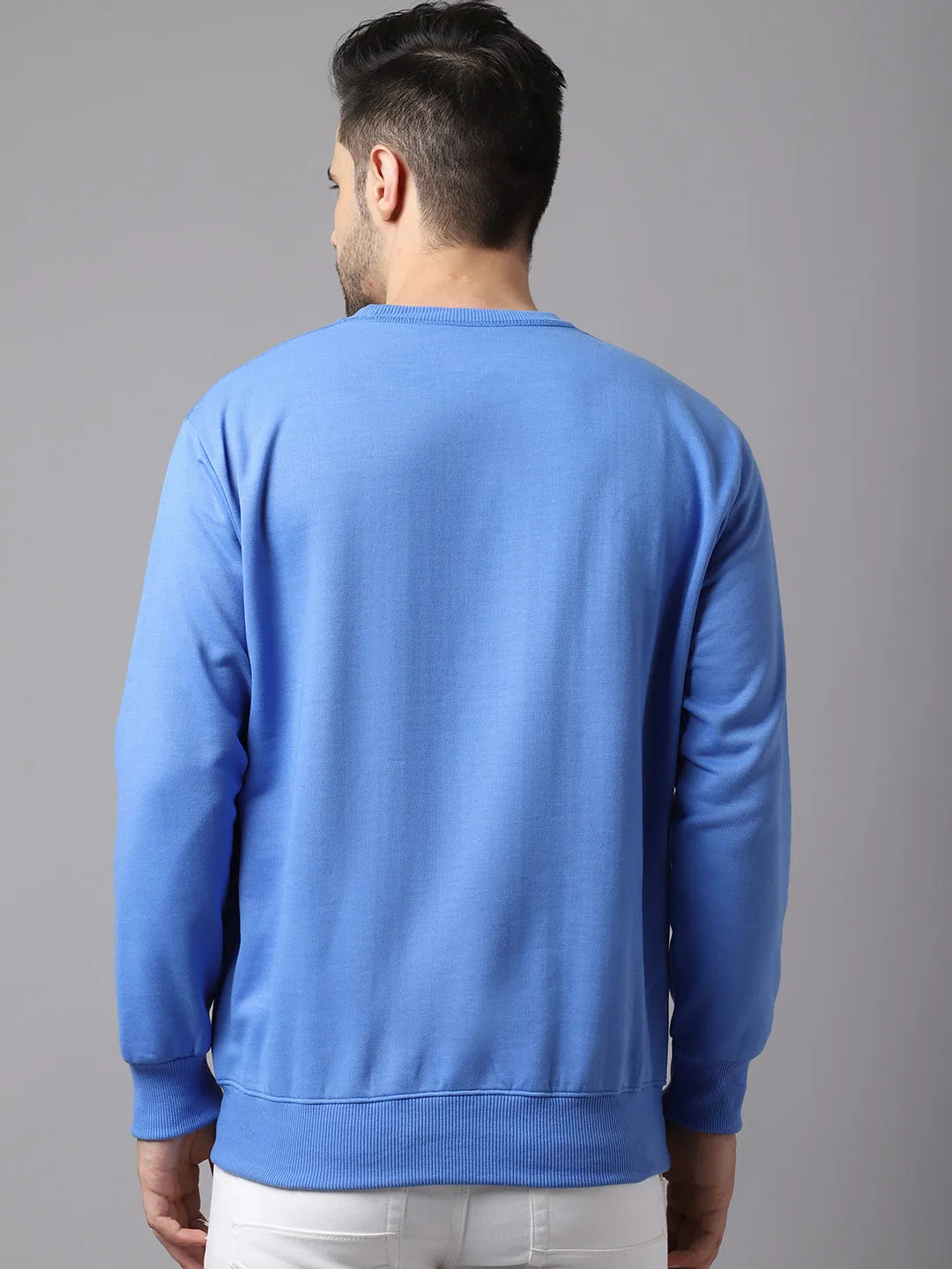 Vimal Jonney Fleece Round Neck Sky Blue Sweatshirt for Men