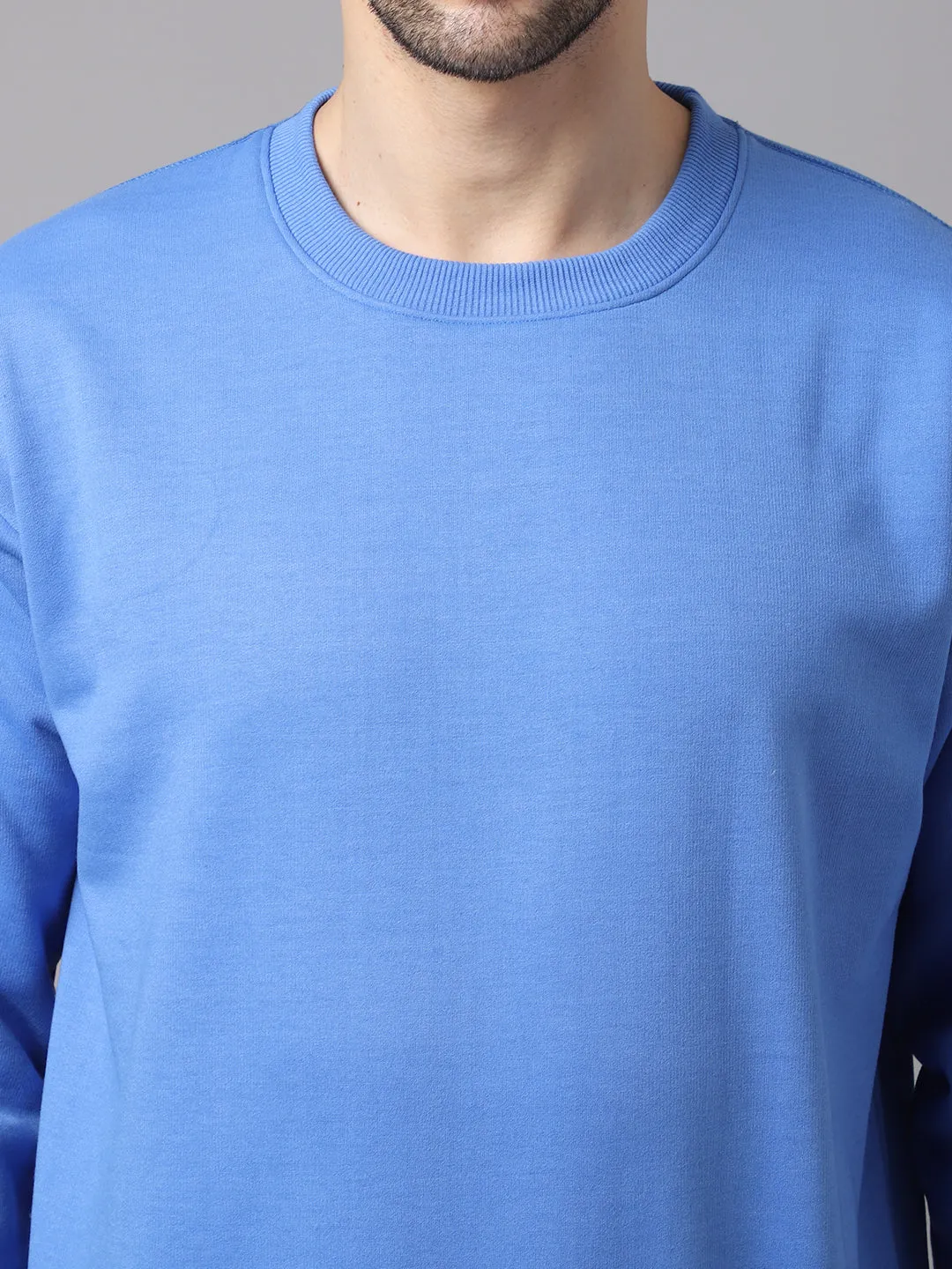 Vimal Jonney Fleece Round Neck Sky Blue Sweatshirt for Men