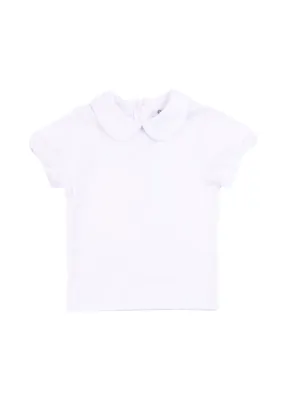 White Knit Short Sleeve Blouse