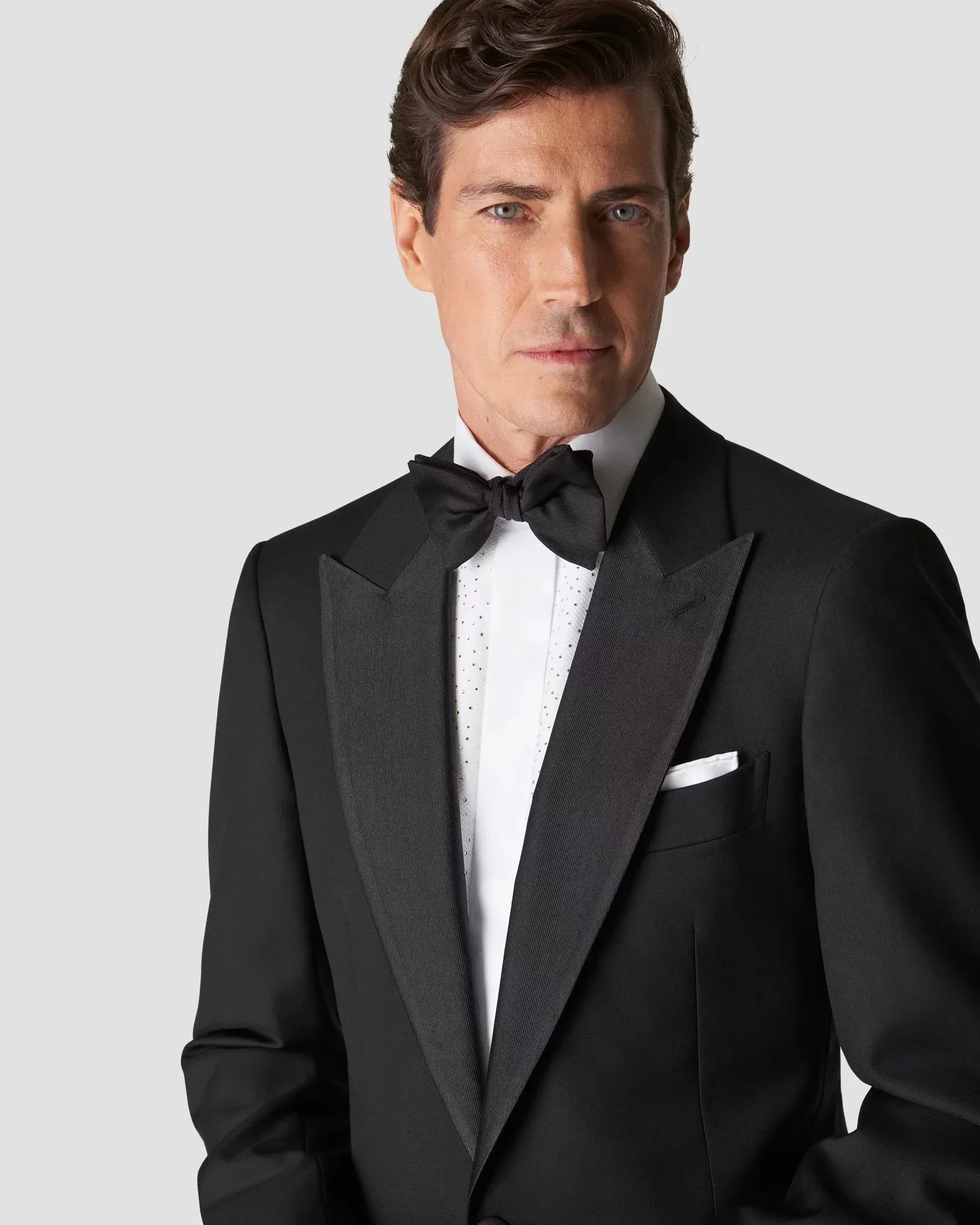 White Piqué Tuxedo Shirt with Swarovski® Crystals