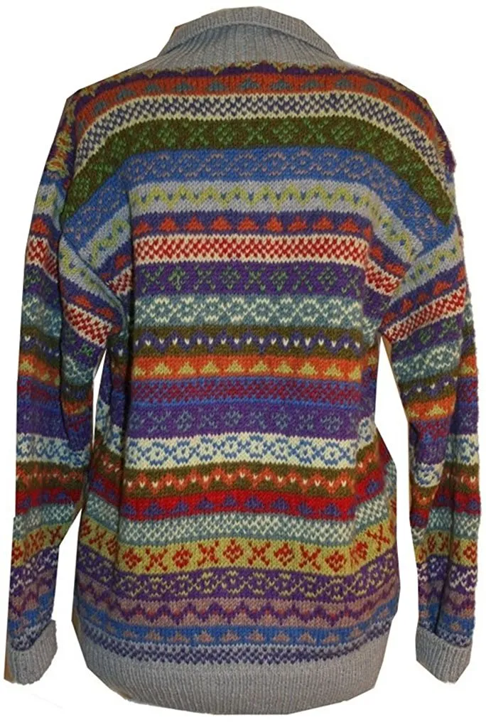 Wool Cardigan Sweater Hand knitted in Nepal