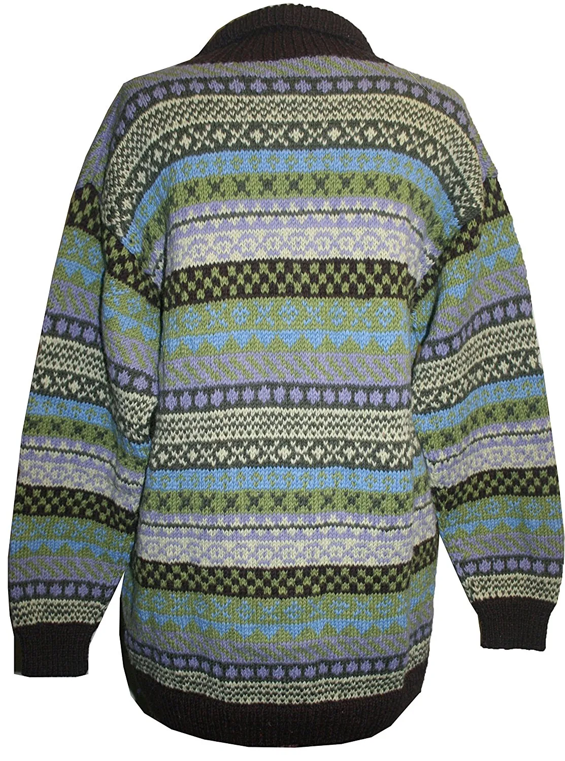 Wool Cardigan Sweater Hand knitted in Nepal