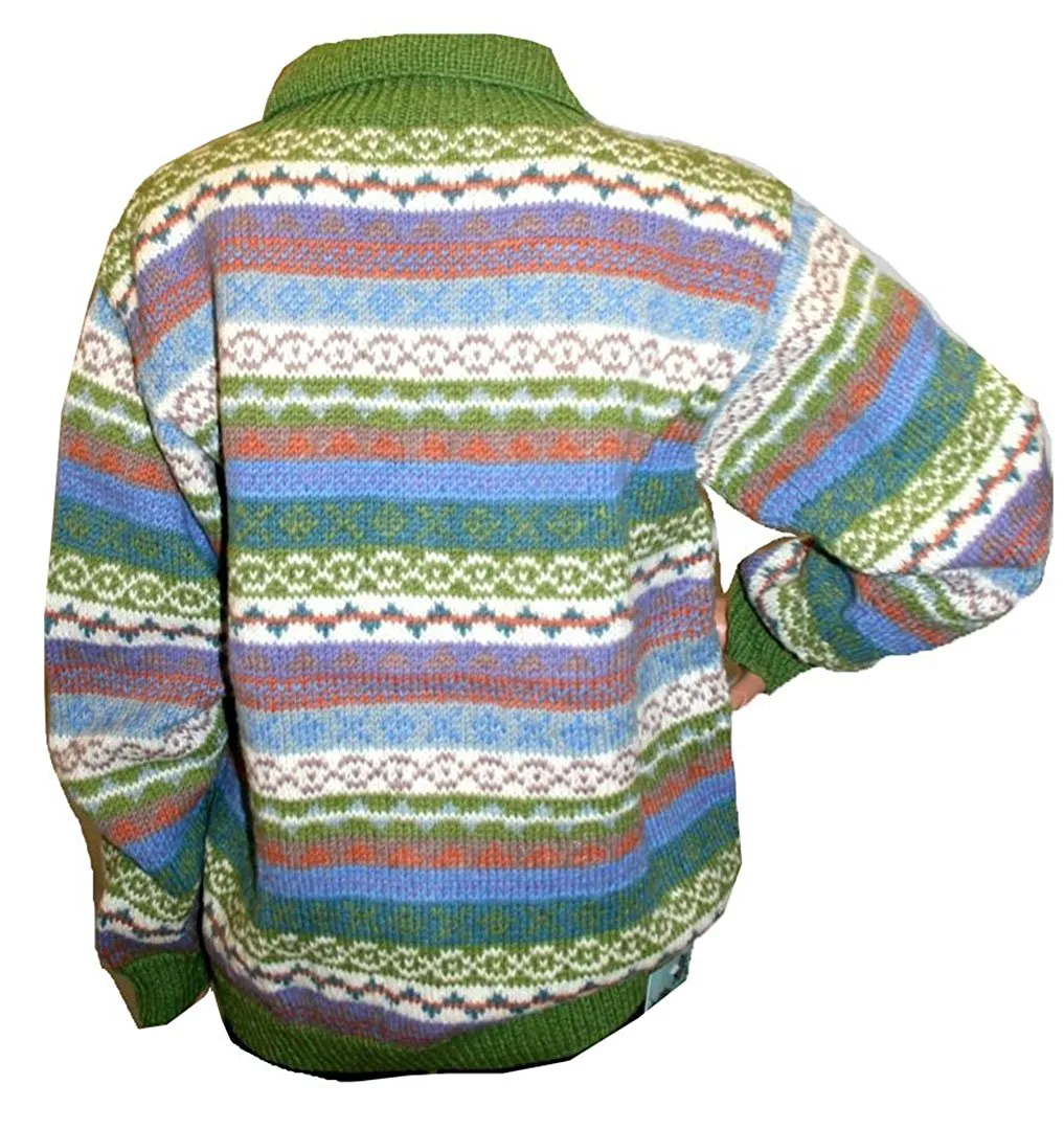 Wool Cardigan Sweater Hand knitted in Nepal